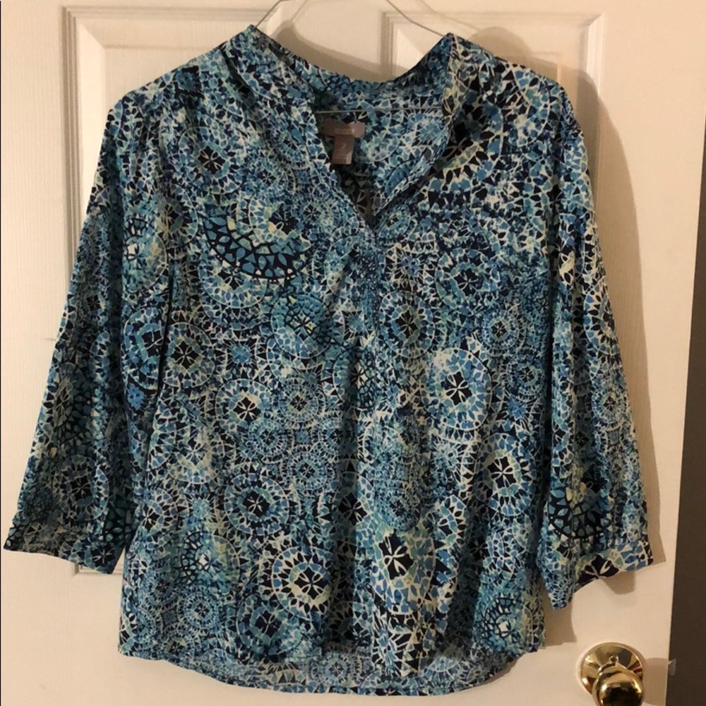 Chico’s blouse blues/greens